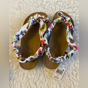 Falls Creek Girls Elise Fabric Butterfly Sandals size 12 Elastic Back Front Bow